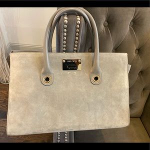 Jimmy Choo Light Gray Suede Tote - Large